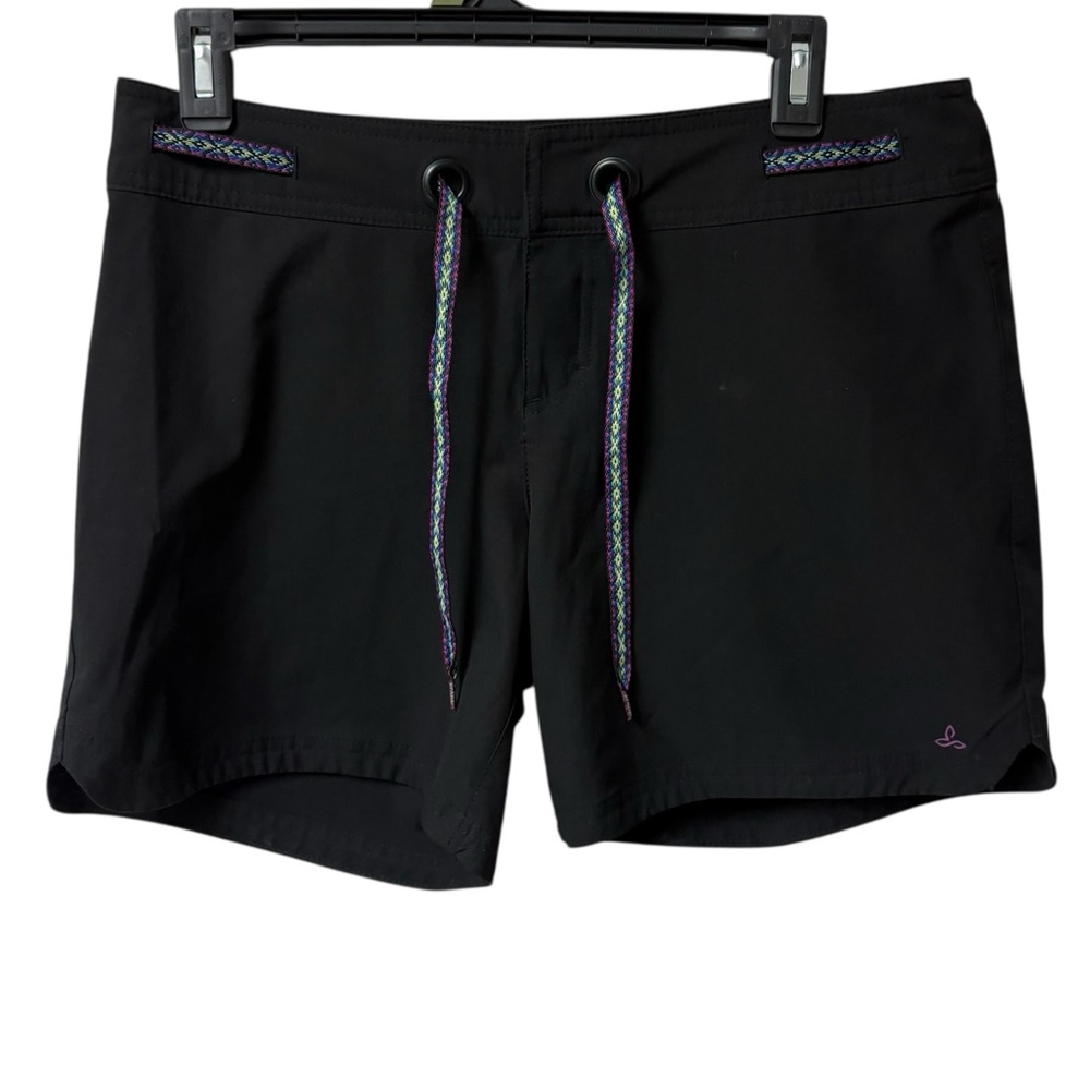 PrAna Silvana Women’s Black UPF 50+ Water Resistant Quick Dry Board Shorts EUC